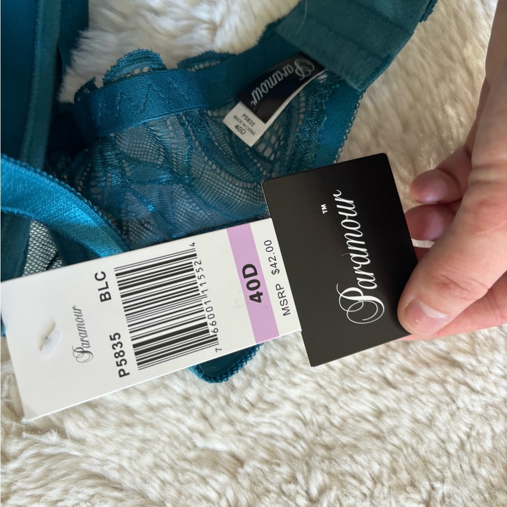 NWT Paramour Blue Turquoise Lace Push Up Bra Size 40D - Picture 3 of 4